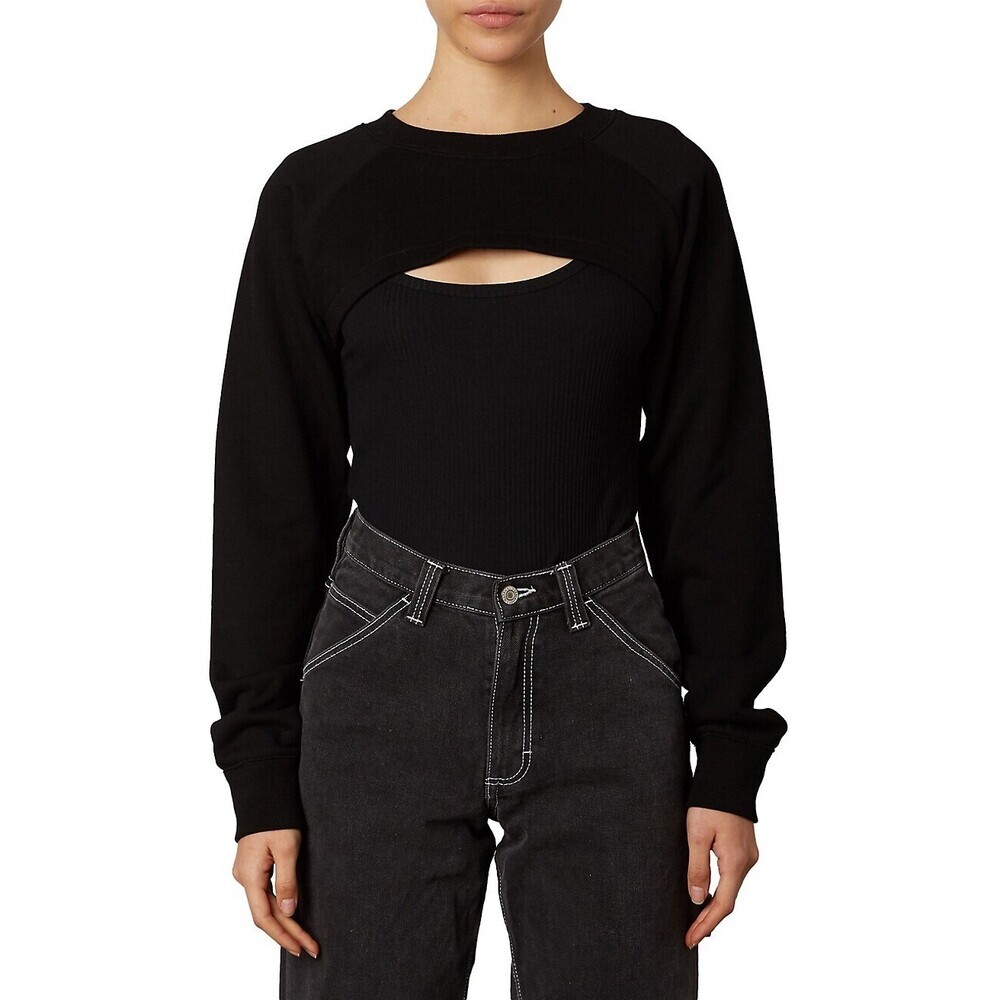 NIA Women's Sweatshirt & tank ribbed jersey tank and Terry, Size L fits slim